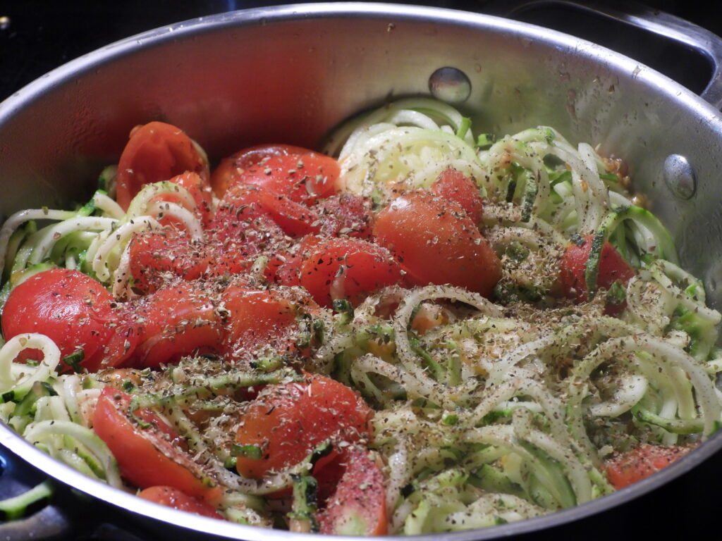 One pot spiralized squash dinner