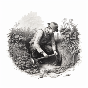 Gardener digging a trench